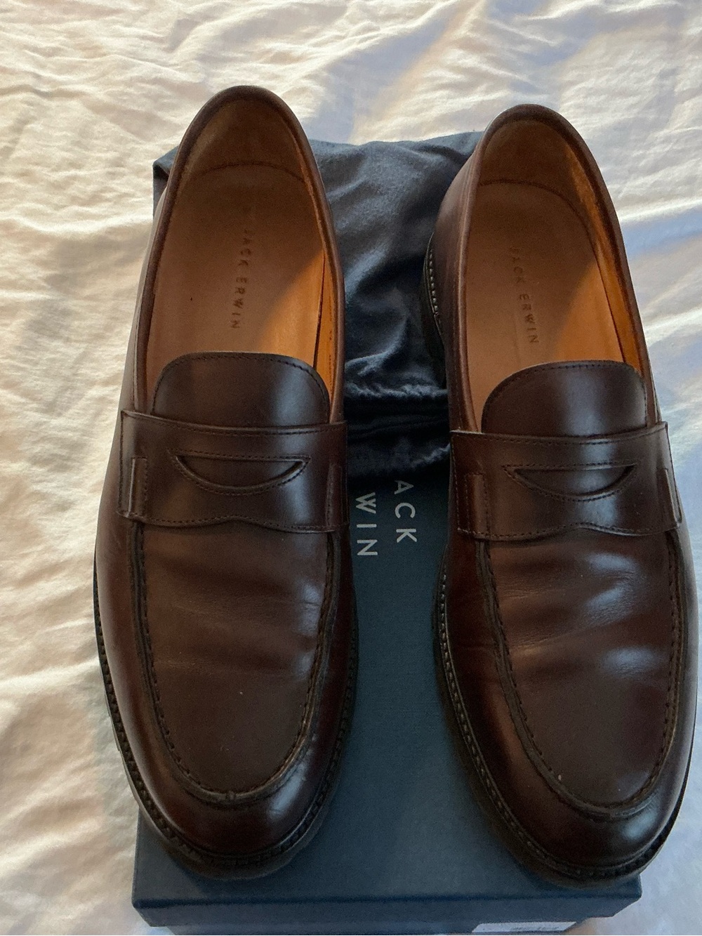 Jack Erwin Men’s Dark Brown Leather Penny Loafers